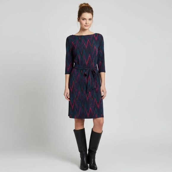 Leota Chevron Mini Dress - Blue and Pink - Picture 3 of 5